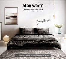 Load image into Gallery viewer, Faux Mink Quilt Comforter - Charcoal