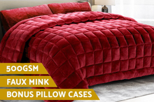Load image into Gallery viewer, Faux Mink Quilt Comforter - Burgundy