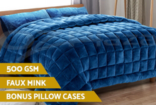 Load image into Gallery viewer, Faux Mink Quilt Comforter - Blue