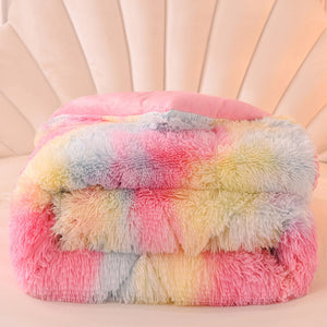 CLEARANCE - Fluffy Quilt Comforter - Rainbow Pink
