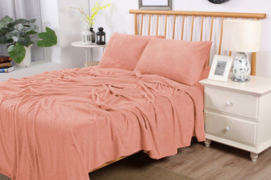 Teddy Fleece Sheet Set - Rose pink