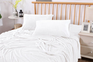 Teddy Fleece Sheet Set - White