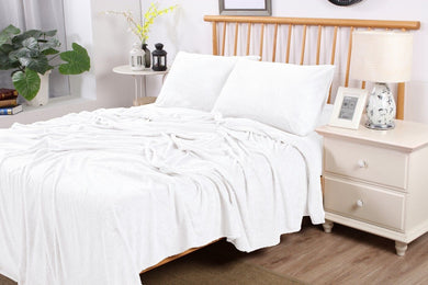 Teddy Fleece Sheet Set - White