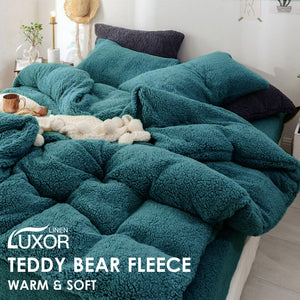 Teddy Bear Fleece Quilt Cover - Teal