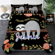 Load image into Gallery viewer, Customised Sloth Quilt Cover Set