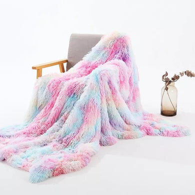 Rainbow Fluffy Blanket set with pillowcases