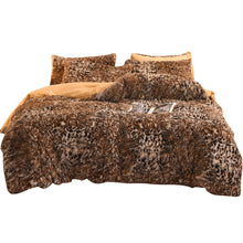 Load image into Gallery viewer, Fluffy Faux Mink &amp; Velvet Fleece Quilt Cover Set - Leopard
