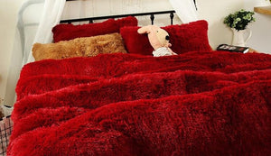 Velvet King size fitted sheet - Red