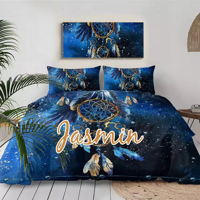 Customised Blue Dreamcatcher Quilt Cover Set