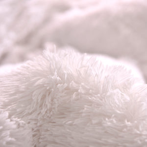 Fluffy Faux Mink & Velvet Fleece Quilt Cover Set - Pure White