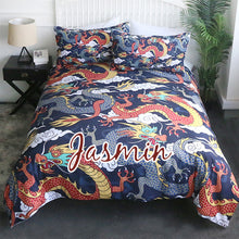 Load image into Gallery viewer, Customised Flying Dragon Quilt Cover Set