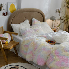 Load image into Gallery viewer, Fluffy Faux Mink &amp; Velvet Fleece Quilt Cover Set - Rainbow Pale