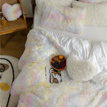 Load image into Gallery viewer, Fluffy Faux Mink &amp; Velvet Fleece Quilt Cover Set - Rainbow Pale