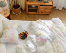 Load image into Gallery viewer, Fluffy Faux Mink &amp; Velvet Fleece Quilt Cover Set - Rainbow Pale
