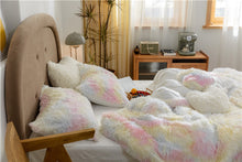 Load image into Gallery viewer, Fluffy Faux Mink &amp; Velvet Fleece Quilt Cover Set - Rainbow Pale