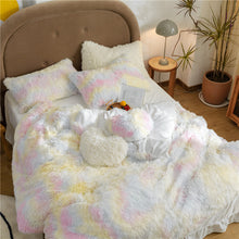 Load image into Gallery viewer, Fluffy Faux Mink &amp; Velvet Fleece Quilt Cover Set - Rainbow Pale