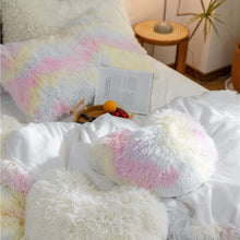Load image into Gallery viewer, Fluffy Faux Mink &amp; Velvet Fleece Quilt Cover Set - Rainbow Pale