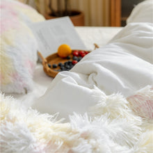 Load image into Gallery viewer, Fluffy Faux Mink &amp; Velvet Fleece Quilt Cover Set - Rainbow Pale