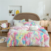 Load image into Gallery viewer, Fluffy Faux Mink &amp; Velvet Fleece Quilt Cover Set - Rainbow Vivid