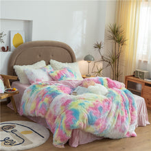 Load image into Gallery viewer, Fluffy Faux Mink &amp; Velvet Fleece Quilt Cover Set - Rainbow Vivid