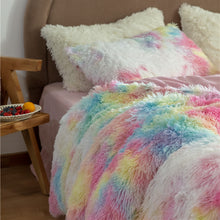 Load image into Gallery viewer, Fluffy Faux Mink &amp; Velvet Fleece Quilt Cover Set - Rainbow Vivid