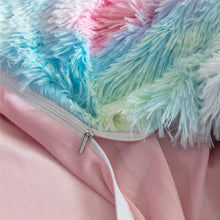 Load image into Gallery viewer, Fluffy Faux Mink &amp; Velvet Fleece Quilt Cover Set - Rainbow Vivid