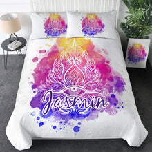 Load image into Gallery viewer, Customised Watercolor Lotus Quilt Cover Set