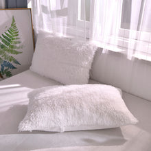 Load image into Gallery viewer, Fluffy Faux Mink &amp; Velvet Fleece Quilt Cover Set - Pure White