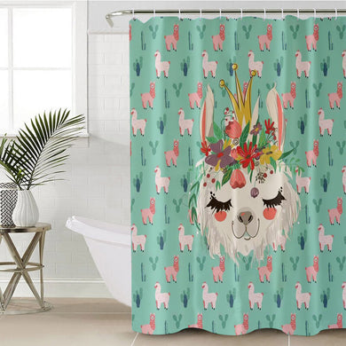 Llama Boho Shower Curtain Waterproof