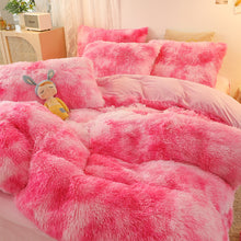 Load image into Gallery viewer, Fluffy Faux Mink &amp; Velvet Fleece Quilt Cover Set - Marble Pink