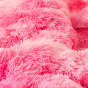 Fluffy Faux Mink & Velvet Fleece Quilt Cover Set - Marble Pink