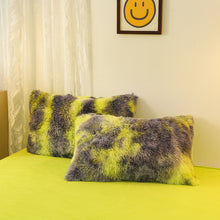 Load image into Gallery viewer, Fluffy Faux Mink &amp; Velvet Fleece Quilt Cover Set - Marble Green