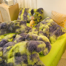 Load image into Gallery viewer, Fluffy Faux Mink &amp; Velvet Fleece Quilt Cover Set - Marble Green