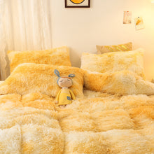 Load image into Gallery viewer, Fluffy Faux Mink &amp; Velvet Fleece Quilt Cover Set - Marble Gold