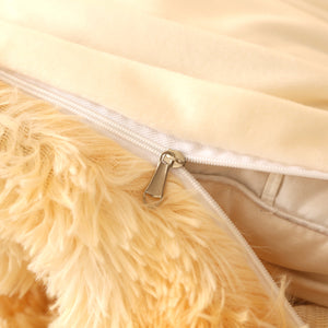 Fluffy Faux Mink & Velvet Fleece Quilt Cover Set - Marble Gold