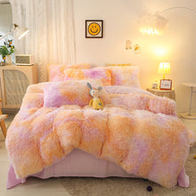 Load image into Gallery viewer, Fluffy Faux Mink &amp; Velvet Fleece Quilt Cover Set - Marble Violet