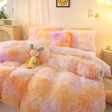 Load image into Gallery viewer, Fluffy Faux Mink &amp; Velvet Fleece Quilt Cover Set - Marble Violet