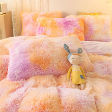 Load image into Gallery viewer, Fluffy Faux Mink &amp; Velvet Fleece Quilt Cover Set - Marble Violet
