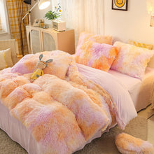 Load image into Gallery viewer, Fluffy Faux Mink &amp; Velvet Fleece Quilt Cover Set - Marble Violet
