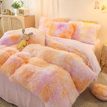 Load image into Gallery viewer, Fluffy Faux Mink &amp; Velvet Fleece Quilt Cover Set - Marble Violet