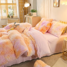 Load image into Gallery viewer, Fluffy Faux Mink &amp; Velvet Fleece Quilt Cover Set - Marble Violet