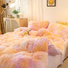 Load image into Gallery viewer, Fluffy Faux Mink &amp; Velvet Fleece Quilt Cover Set - Marble Violet