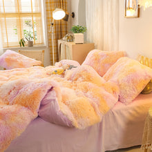 Load image into Gallery viewer, Fluffy Faux Mink &amp; Velvet Fleece Quilt Cover Set - Marble Violet