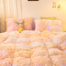 Load image into Gallery viewer, Fluffy Faux Mink &amp; Velvet Fleece Quilt Cover Set - Marble Violet