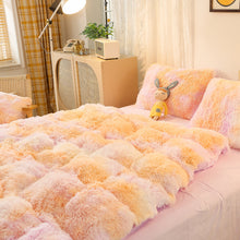 Load image into Gallery viewer, Fluffy Faux Mink &amp; Velvet Fleece Quilt Cover Set - Marble Violet