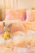 Load image into Gallery viewer, Fluffy Faux Mink &amp; Velvet Fleece Quilt Cover Set - Marble Violet