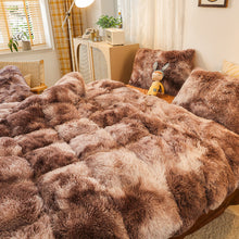 Load image into Gallery viewer, Fluffy Faux Mink &amp; Velvet Fleece Quilt Cover Set - Marble Brown