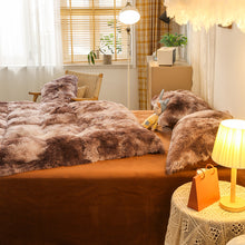 Load image into Gallery viewer, Fluffy Faux Mink &amp; Velvet Fleece Quilt Cover Set - Marble Brown