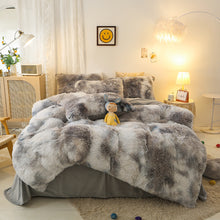 Load image into Gallery viewer, Fluffy Faux Mink &amp; Velvet Fleece Quilt Cover Set - Marble Grey