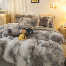 Load image into Gallery viewer, Fluffy Faux Mink &amp; Velvet Fleece Quilt Cover Set - Marble Grey